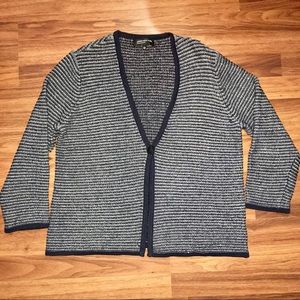 Metallic Striped 1 Button Cardigan Sweater L